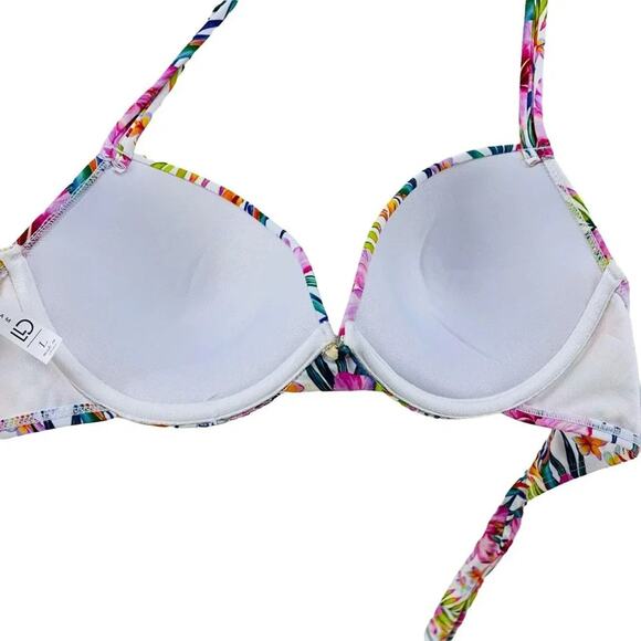 Live Love Dream Multicolor Tropical Halter Straps Floral Padded Bra Large - Picture 9 of 11